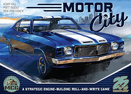 Motor City, A Strategic Roll and Write Board Game About Building Autos in Detroit - 25th Century Games | A Strategic Roll and Write Board Game About Building Autos in Detroit, 25th Century Games