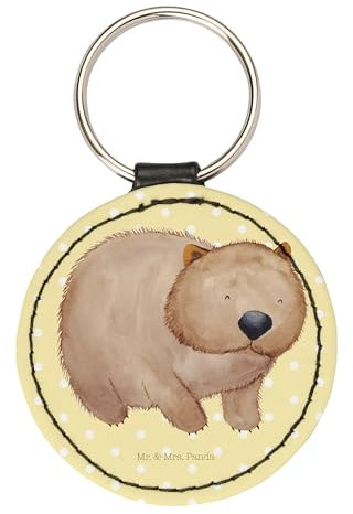 Mr. & Mrs. Panda Rund Schlüsselanhänger Wombat - Geschenk, Das Leben ist schön, Gute Laune, Spruch, Schutzengel, lustige Sprüche, Tiermotive,