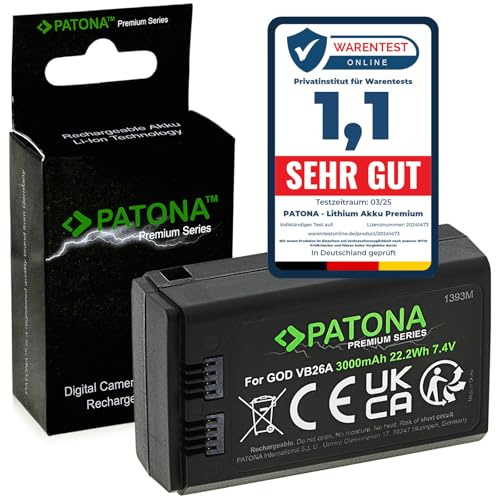 PATONA Premium Akku Ersatz für Godox VB26 VB26A Battery 3000mAh 7.4V | Ersatzakku für V860III V850III AD100Pro V1 V1C V1F V1N V1O V1S, 100% baugleich zu dem Original