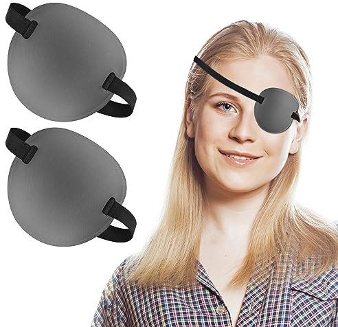 TIESOME Lot de 2 cache-yeux 3D réglables pour les yeux gauche ou droit pour adultes et enfants (gris)