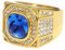 PAMTIER Herren Edelstahl Stein Pinky Ring Signet Style Bling Cubic Zirconia Hip Hop Iced Out Ringe Gold Blau Größe 57