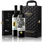 «La vida está hecha para buenos amigos y grandes vinos» Mensaje en una Botella. Estuche-Maletín de LUJO 2x Vino Tinto Premium Reserva 12 Meses y Set de 4 Accesorios. Etiqueta Blanca PERSONALIZABLE