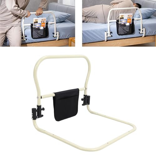 Klappbares Bettgitter mit Breitem Griff, Multifunktionale Nutzung, Stilvolles Design, Kohlenstoffstahlmaterial für ältere Senioren, Behinderte,– Nachttisch-Stützrahmen