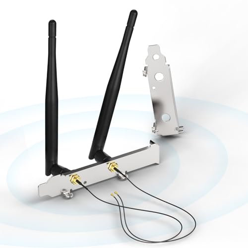 Bingfu Dual Band 2,4 GHz 5,8 GHz WiFi-Antenne + 25 cm M.2 NGFF auf RP-SMA-Buchse-Verlängerungskabel und PCIE-Steckplatzhalterung für M.2 NGFF Intel Wireless Network Card WiFi-Adapter