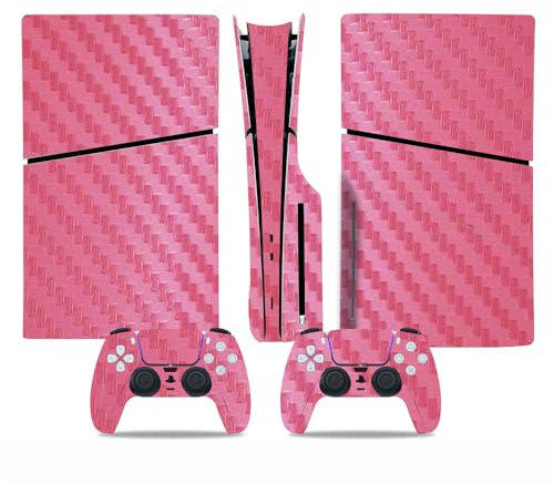 Accessoires pour Console de Jeu et Manette de Jeu,Housse de Protection pour Sony PS5 Slim Disc Edition,Autocollants en Vinyle pour Playstation 5 Slim, Coque protectrice Anti-Rayures (Rose)