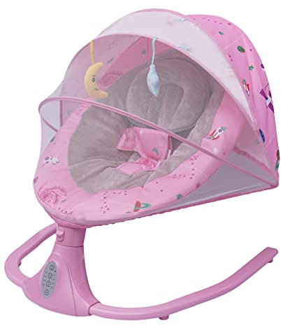 Altalena elettrica per bambini, fino a 18 kg, con musica, Bluetooth e USB, 3 altezze, colore: rosa