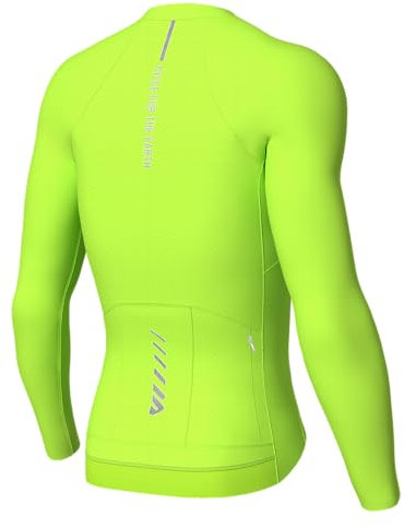 Lo.gas Radtrikot Herren Langarm, Rennrad Trikot Durchgehender Reißverschluss mit 3 Taschen, Grün, XL