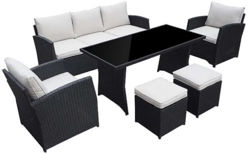 DEKO VERTRIEB BAYERN Luxus Premium Garten Lounge Set Möbel schwarz Essgruppe Sitzgruppe Polyrattan inkl. Spedition