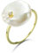 Stfery Ehering Damen 585 Echtgold Ring für Frauen Unregelmäßig Perle Trauring Damen