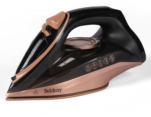 Beldray BEL01609RGF 2 in 1 Cordless Steam Iron - Use Corded or Cordless, 360° LED Charging Base, Ceramic Soleplate, Anti-Calc Function, 140g/min Steam Shot, 230ml Water Tank, 2600 W, Rose Gold