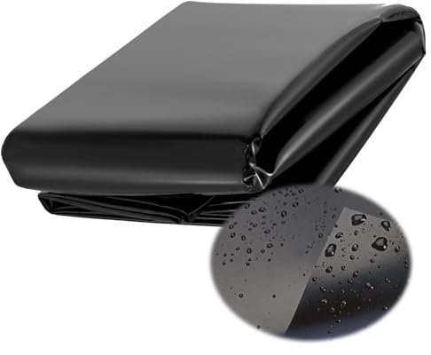 CHAOJIMALI Schwarz HDPE Koi Teichfolien 3x2.0m 6x6.0m Kann Wiederverwendet Teichmembran 0.2mm vorgeschnitten Teichhäute Liner für Gartenlandschaftsbau Wasserfall 10x10.0m 14x11.0m(Größe:10x9.0m)