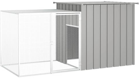 Freilaufgehege für Kleintiere, Kaninchenkäfig Freigehege Kaninchenstall Hasenkäfig Freilauf Gehege Häuschen für Hasen/Kaninchen/Meerschweinchen, Grau 200x91x100 cm