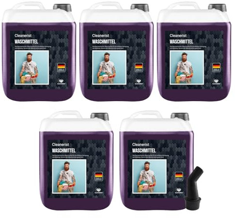 Cleanerist - Black Waschmittel flüssig für 875 Dunkelwäschen - 5x 5l Flüssigwaschmittel Konzentrat für schwarze & dunkle Wäsche - XXL Vollwaschmittel mit Frischeduft für 20-95°C, statt Pods, Pulver