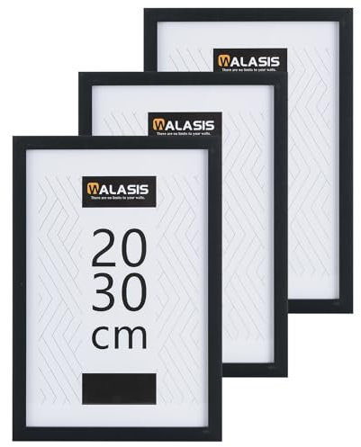 Walasis Lot de 3 cadres photo pour photos, images, posters (Noir, 20x30)