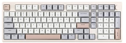 EPOMAKER Galaxy100 QMK/VIA Gaming Keyboard with 8000mAh battery, 1800 Aluminum Mechanical Keyboard with Numpad, USB-C/BT5.0/2.4Ghz Wireless, Hot Swappable (Retro, Wisteria Linear Switch)