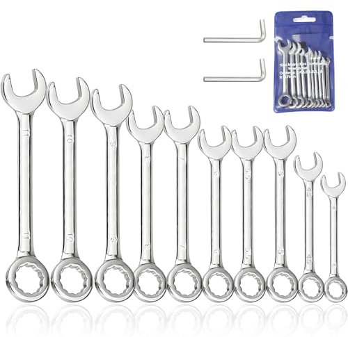 Small Spanner Set, Metric Wrench Set, 10 Pcs 4-11mm Mini Combination Wrench Sets Ratchet Spanner Set Ignition Wrenches, Hardened Chrome Vanadium Steel Open End Spanners with Portable Storage Pouches