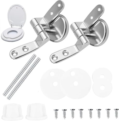 Toilet Seat Fittings – Zinc Alloy Toilet Seat Replacement Hinges, Durable and Rust-Resistant for Standard and Soft-Close Toilet Seats, Easy to Install for Secure Fit