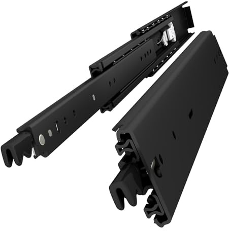VADANIA Schwerlast Schubladenauszug mit Schloss 900mm, #D76-B, 1 Paar | 180kg Tragfähigkeit Vollauszug-Kugellager, Seitenmontage, Schwarz