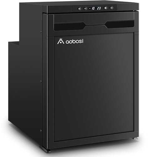 AAOBOSI Frigo Portatile 35,4L, Frigo da Campeggio con APP, Frigorifero per Camper con Luci LED, 12/24V DC, -20 °C a 8 °C, Per Auto, Camion, SUV, Camper, Barche, Campeggio e Viaggi