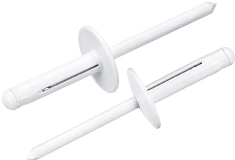 sourcing map Lot de 50 rivets à triple tête en aluminium de 1,9 x 2,5 cm, rivets à grande bride pour bricolage, tôle, réparations automobiles, meubles, bateaux marins (blanc)