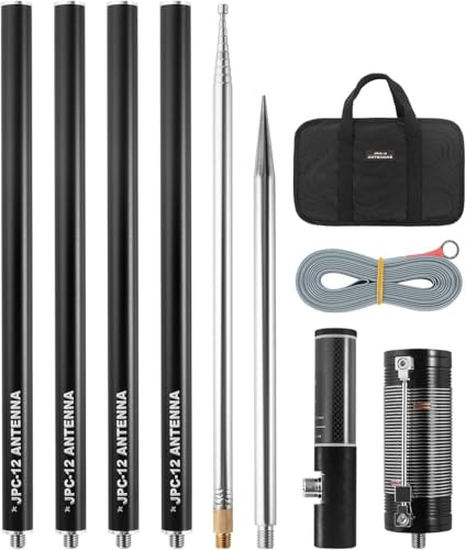AURSINC Antenne JPC-12 Bidone RF amatoriale 7-50 MHz, antenna verticale universale 40-6 m (8 bande, esterno), 4,1 m (M10)