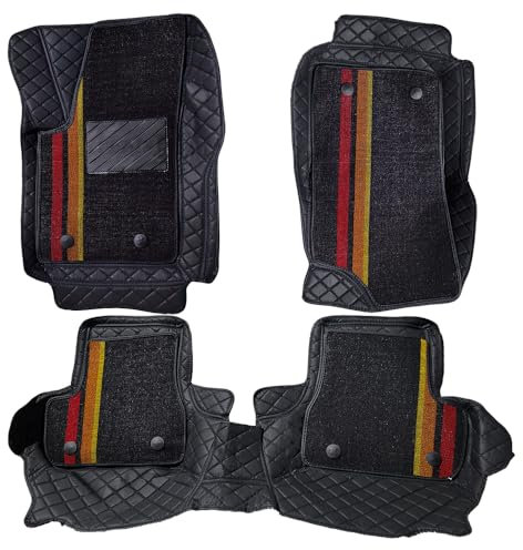 Cobear Tapis de sol de voiture, double couche, pour Citroën C4 Cactus 2014-2020, toutes saisons, imperméables et antidérapants, en cuir, accessoires d'intérieur de voiture, noir/rouge