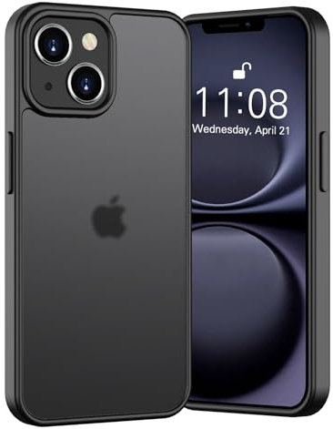 Mitetabo für Handyhülle iPhone 13 Mini Hülle [halbtransparent Mattierte], Militär Stoßfest FallSchutz Kratzfeste Hard Back Slim Schutzhülle Case für iPhone 13 Mini 6.1 Schwarz
