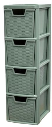 Khanary 4 storage drawer Compact Furniture drawer Cabinet Stackable Tower Slim Drawer Multi-tier Home, Kitchen,Bathroom,Desk,Office,School,Garage (Sage Green, Medium)