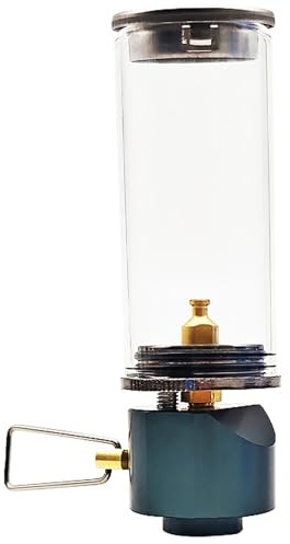 Linterna de gas, linterna de gas de la lámpara de vela con vela con vidrio resistente al calor, lámpara con válvula ajustable, luz para acampar y caminar
