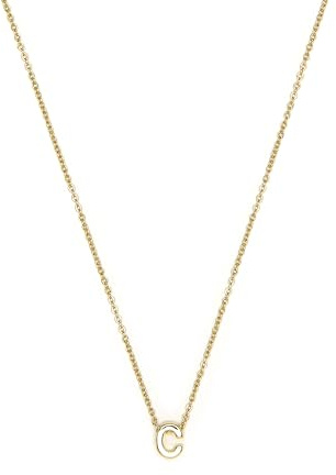 LUXENTER Halskette mit 18-karätigem Gold-Finish, Buchstabe C, Median, Metall, ohne Edelstein, Mediano, Metall, ohne Edelstein