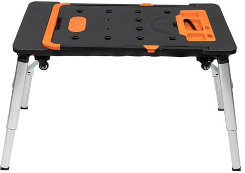 Multifunctional Folding Work Table, 7 in 1 Work Benches with 4 Wheels for Garage,Used as Dolly, Saw Horse, Car Creeper and Hand Truck,114 * 59 * 11.5cm