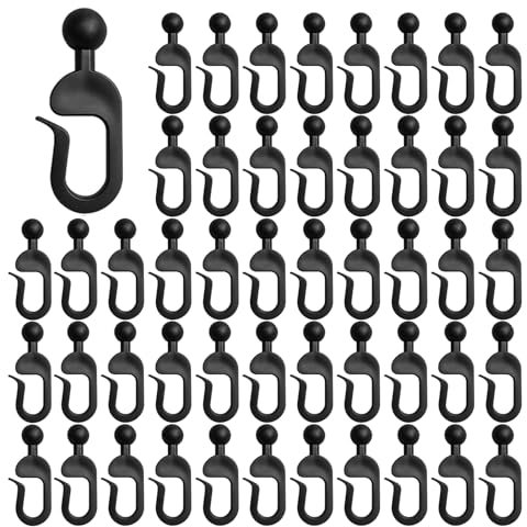 Gazebo Hooks - Pack of 50 Tent Hooks and Door Hooks for Textile | Rustproof Pergola Curtain Rings and Multipurpose Hangers for Balcony, Patio, Garden, Kitchen, Living Room, Bedroom