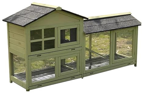 Großer Hühnerstall, Multifunktionaler Voliere Hühner aus Holz mit Dach, Hühnergehege im Freien, Wachtelstall für Bauernhof, Hinterhof(Green,Large)