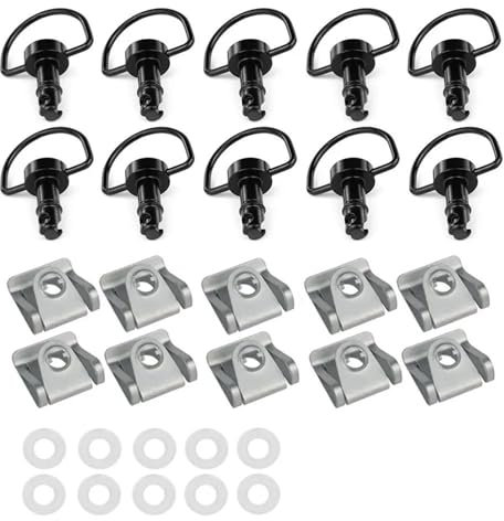 ZWBHNB Kit De Boulons De Carénage pour Moto pour Y&amaha R1 R6 17 Mm, Fixations Rapides, Anneau en D, Rivets 1/4 De Tour, Goujons. Kit de Boulons de Carénage de Motos(Noir,10 pièces)