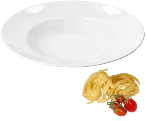 MamboCat Bianco Pasta Teller Ø 30 cm 600ml I weißer Porzellan-Pastateller I XL Teller für Pasta, Salat, Antipasti & Suppen