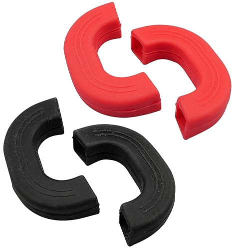 4pcs Silicone Assist Handle Holder, Pot Handle Grips, 2 Pairs Silicone Pot Ear Grips for Cast Iron Woks, Griddles, Skillets, Pans (Red, Black)