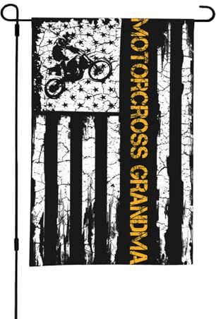 Motorcross-Oma-Flagge, Gartenflagge, doppelseitig, kleine Flaggen für den Hof, geeignet für draußen oder Garten, Terrasse, Hofdekoration, 45,7 x 30,5 cm