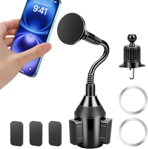 EEEKit 2-in-1 Auto Handyhalterung: MagSafe 20 N52 Magnete | 20 N52 Magnete - Starker Halt / Getränkehalter & Lüftung / Kompatibel mit iPhone 12–17 & Smartphones