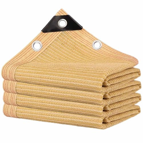Sonnensegel, 90 % Sonnensegel, 4 x 6 m, Beige, atmungsaktiver Markisenstoff mit Ösen für Terrasse, Garten, Hundehütte, Pflanzenschutz, UV-Blocker