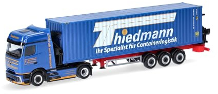 Herpa LKW Modell Mercedes-Benz Actros L ProCabin Bigspace Container-Seitenlader Thiedmann, Miniatur im Maßstab 1:87, Sammlerstück, Made in Germany, Kunststoff