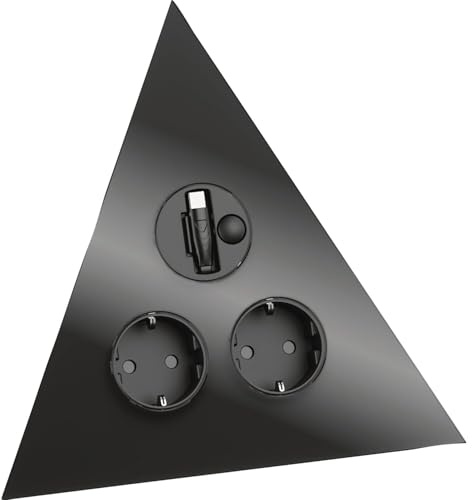 WIPO Steckdosenelement Power Dreieck 2 Schuko + USB-Charger-Auszug Schwarz
