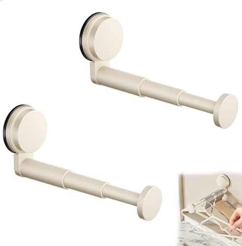 momgyaamz Kleiderhaken Klappbar Saugnapf, Kleiderstange Wandmontage, Garderobenhaken Klappbar Ausziehbar von 8,5 bis 20 cm, Kleiderlüfter für Balkon, Badezimmer, Flur und Kleiderschrank, 2er-Set