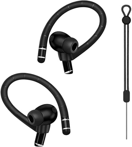 Silicone Ear Hooks for Sam-sung Galaxy Buds 3 Pro & Buds 3, Black | Anti-Slip Sport Earbuds Covers with Anti-Lost Lanyard Comfortable Fit Accessories for Running and Fitness Buds 3 Ear Hooks