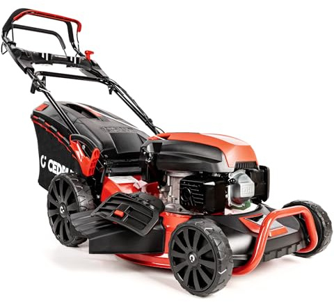 Cedrus CEDKS48S Benzin Rasenmäher mit Antrieb 48 cm – 145 CCM 3,5 PS Motor, 3-in-1 Mulchen/Fangen/Seitenauswurf, 65L Fangkorb, Stahlgehäuse, zentrale Höhenverstellung