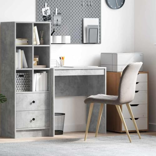 Bendmaxx Schreibtisch Beton Grau 70 x 40 x 76 cm, Büro Arbeitstisch mit Holzwerkstoff Rahmen, kompakte Schreibtischplatte für Laptop Monitor, Homeoffice für Ordnung