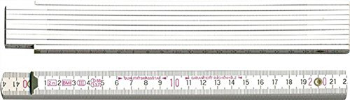 BMI 979806200 Holzgliedermaßstab aus Buchenholz, Gliederstärke 3 mm Weiß