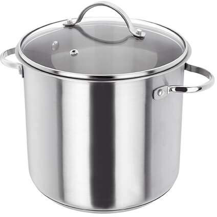 Judge Stainless Steel Stockpot with Glass Lid, Hollow Handles, 22cm, 6.5L Induction Ready, Oven Safe, Dishwasher Safe