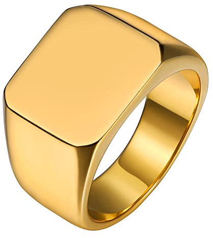 Custom4U Herren-Siegelring, personalisierbar, Monogramm-Gravur, Quadrat/Kreis/Kreuz/Pfeil aus Edelstahl/Gold/Schwarz, Größe 54-66.5 Personalisierbar Männer Jungen , Ohne Stein,