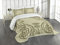 ABAKUHAUS Jugendstil Tagesdecke Set, Botanischer Exotic, Set mit Kissenbezügen Waschbar, für Doppelbetten 220 x 220 cm, Grün Sepia