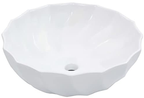 vidaXL Waschbecken Aufsatzwaschbecken Waschtisch Waschplatz Handwaschbecken Waschschale Aufsatzbecken Becken Badezimmer 46x17cm Keramik Weiß